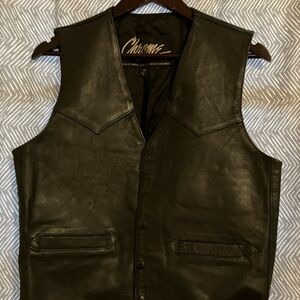 vintage leather vest mens large by Chrome